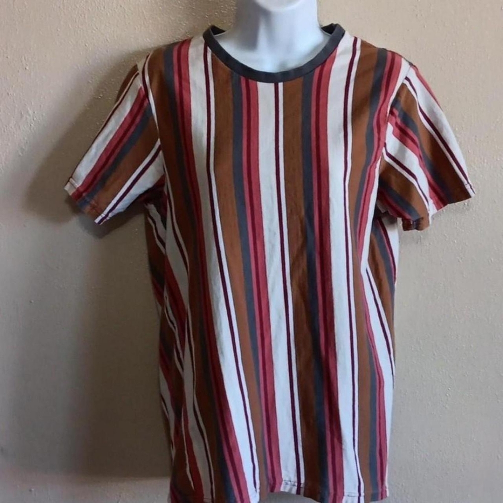 Free Planet Fitted Striped Cotton Tee, Cozy Soft Snug Tight Shirt T-shirt Large